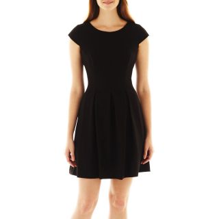 Alyx Pleated Fit and Flare Dress, Black