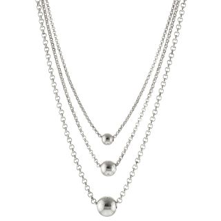 Beaded Linear Style Necklace Sterling Silver, Womens