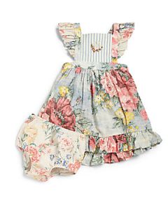 Ralph Lauren Infants Two Piece Ruffled Floral Dress & Bloomers Set   Floral
