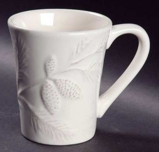 Target Birchwood Chalet Pinecone Mug, Fine China Dinnerware   All White,Embossed