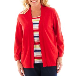 Alfred Dunner Secret Garden Striped Layered Sweater with Tank Top   Plus, Red,