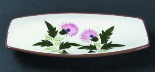 Stangl Thistle Pickle Dish, Fine China Dinnerware   Pink Thistle,Green Leaves,Sm