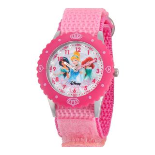Disney Princesses Time Teacher Kids Pink Crown Glitz Watch, Girls