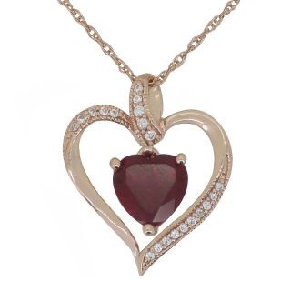 Lab Created Ruby & White Sapphire Heart Pendant, Womens