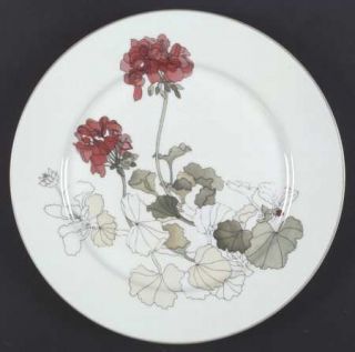 Block China Geranium Dinner Plate, Fine China Dinnerware   Watercolors,Rust Flow
