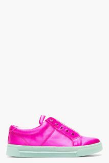 Marc By Marc Jacobs Fuchsia Pink Satin No_lace Cute Kicks Sneakers