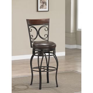 American Heritage Treviso Stool in Pepper with Bourbon Leather 849PP L32 Size