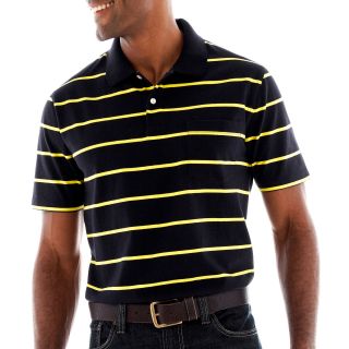 St. Johns Bay Bar Striped Polo Shirt, Navy/bright Butter, Mens
