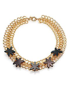 Marc by Marc Jacobs Palm Link Choker Necklace   Gold Black