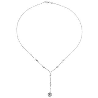 Faceted Bead Drop Necklace 10K White Gold, No Color Family, Womens