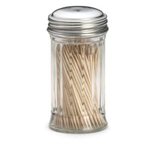 Tablecraft Toothpick Dispenser w/ Fluted Glass, 3 Hole Stainless Steel Top