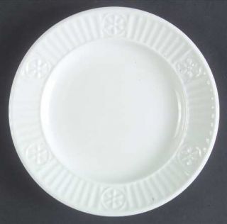 Gorham Bavaro Salad Plate, Fine China Dinnerware   All White,Embossed Scroll,Flo