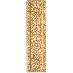 Hand hooked Iron Gate Ivory/ Gold Wool Runner (26 X 12)