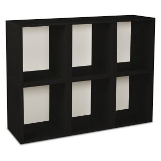 Way Basics Modular 6 Cube Tall Bookcase   Black   PS MCP 6 BK