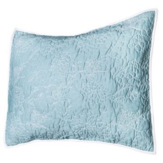 Threshold Stitched Floral Quilted Sham   Aqua (King)