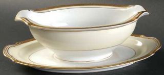 Noritake Gracewood (4984) Gravy Boat with Attached Underplate, Fine China Dinner