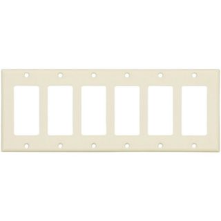 Cooper 2166A Electrical Wall Plate, Decorator, 6Gang Almond