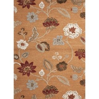 Transitional Hand tufted Red/orange Floral Wool/silk Rug (8 X 11)