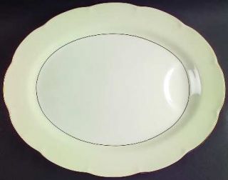 Haviland Leeds White & Cream 16 Oval Serving Platter, Fine China Dinnerware   N