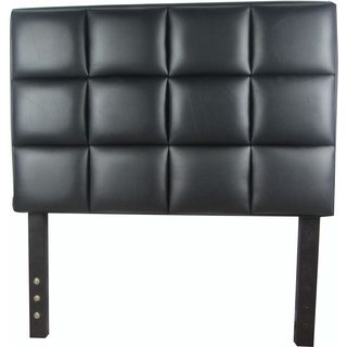 Modern Twin Size Headboard Black Faux Leather