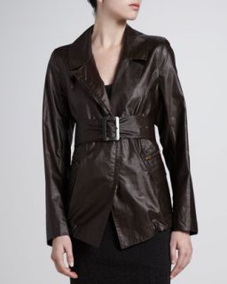 Short Faux Leather Trench Coat
