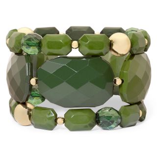 Olive Green Faceted 3 pc. Stretch Bracelet Set