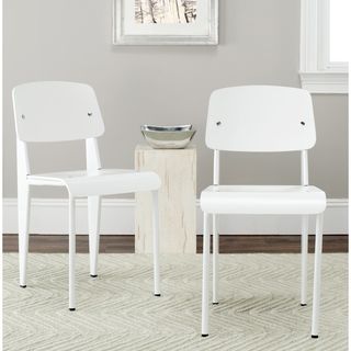 Safavieh Nembus White Side Chair (set Of 2) (WhiteMaterials SteelSeat dimensions 16.5 inches wide x 15.7 inches deepSeat height 17.7 inchesDimensions 32.3 inches high x 16.5 inches wide x 19.3 inches deepThis product will ship to you in 1 box.Furnitur