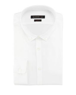 Long Sleeve Dobby Poplin Shirt, White