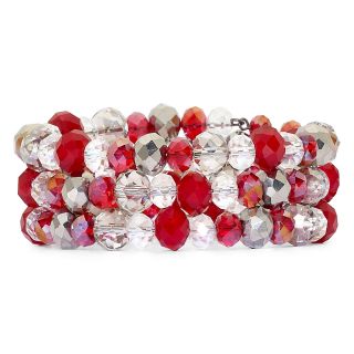 Red, Hematite & Clear Coil Bracelet