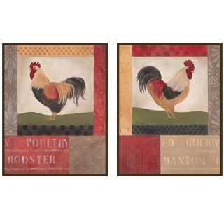 Set of 2 Rooster Posture Wall Plaques