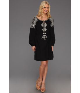 BCBGMAXAZRIA Amber Embroidered Peasant Dress Womens Dress (Black)