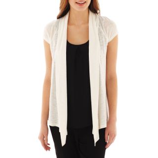 By & By Cap Sleeve Open Cardigan, White, Womens