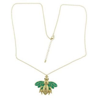 Womens Fashion Pendant Necklace   Gold/Green