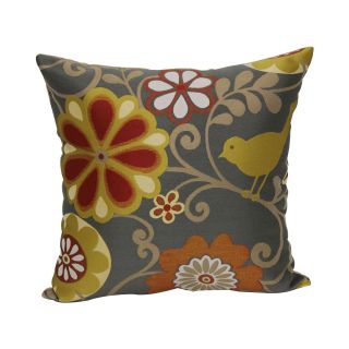 18 Jacquard Bird and Floral Print Decorative Pillow, Sunset