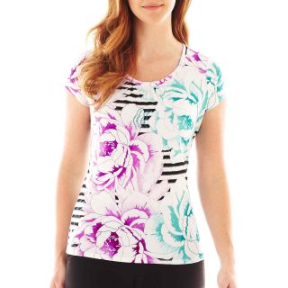 Worthington Short Sleeve Scoopneck Top, Prpl/bl Blooming S