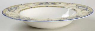 Royal Worcester Bordeaux Rim Soup Bowl, Fine China Dinnerware   Yellow Band,Blue