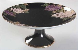 Fitz & Floyd Cloisonne Peony Black Round Compote   Height x Width, Fine China Di