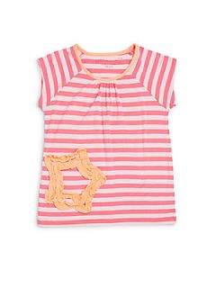 Toddlers & Little Girls Striped Star Short Sleeve Tee   Pink Wh