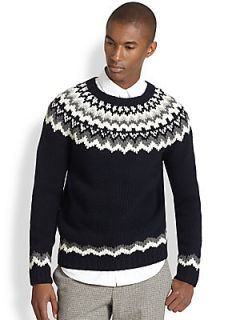 Vince Nordic Print Crewneck Sweater   Coastal Blue