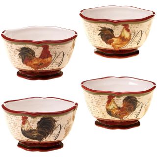 Tuscan Rooster Set of 4 Ice Cream Bowls