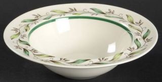 Royal Doulton Almond Willow Rim Cereal Bowl, Fine China Dinnerware   Green Leaf