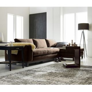 Calypso 2 pc. Chaise Sectional in Washed California Fabric, Chocolate (Brown)
