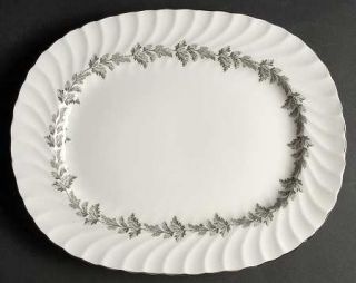 John Aynsley Oak Leaf Gray (Fluted) 13 Oval Serving Platter, Fine China Dinnerw