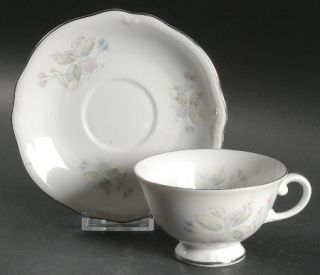 Furstenberg Wildflower (E&R Importers) Footed Cup & Saucer Set, Fine China Dinne