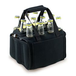 Black Insulated 12 beverage Neoprene Tote (BlackHeavy duty, form fitting neoprene spongeTwelve individual insulated compartments sized to hold most 12 ounce aluminum cans, 0.5 liter plastic bottles and 17 ounce glass bottles or a combination of all three 
