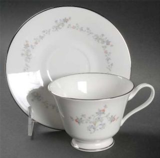 Oxford (Div of Lenox) Windflower Footed Cup & Saucer Set, Fine China Dinnerware