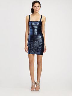 BCBGMAXAZRIA Sequined Nadine Dress   Ink