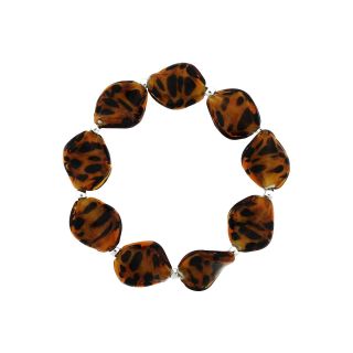 Bridge Jewelry Cheetah Glass Bead Stretch Bracelet