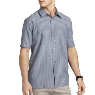 Van Heusen Short Sleeve Faux Linen Shirt, Blue, Mens