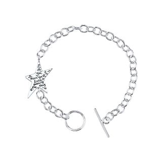 Sterling Silver Star Shoot For The Moon Link Bracelet, Womens
